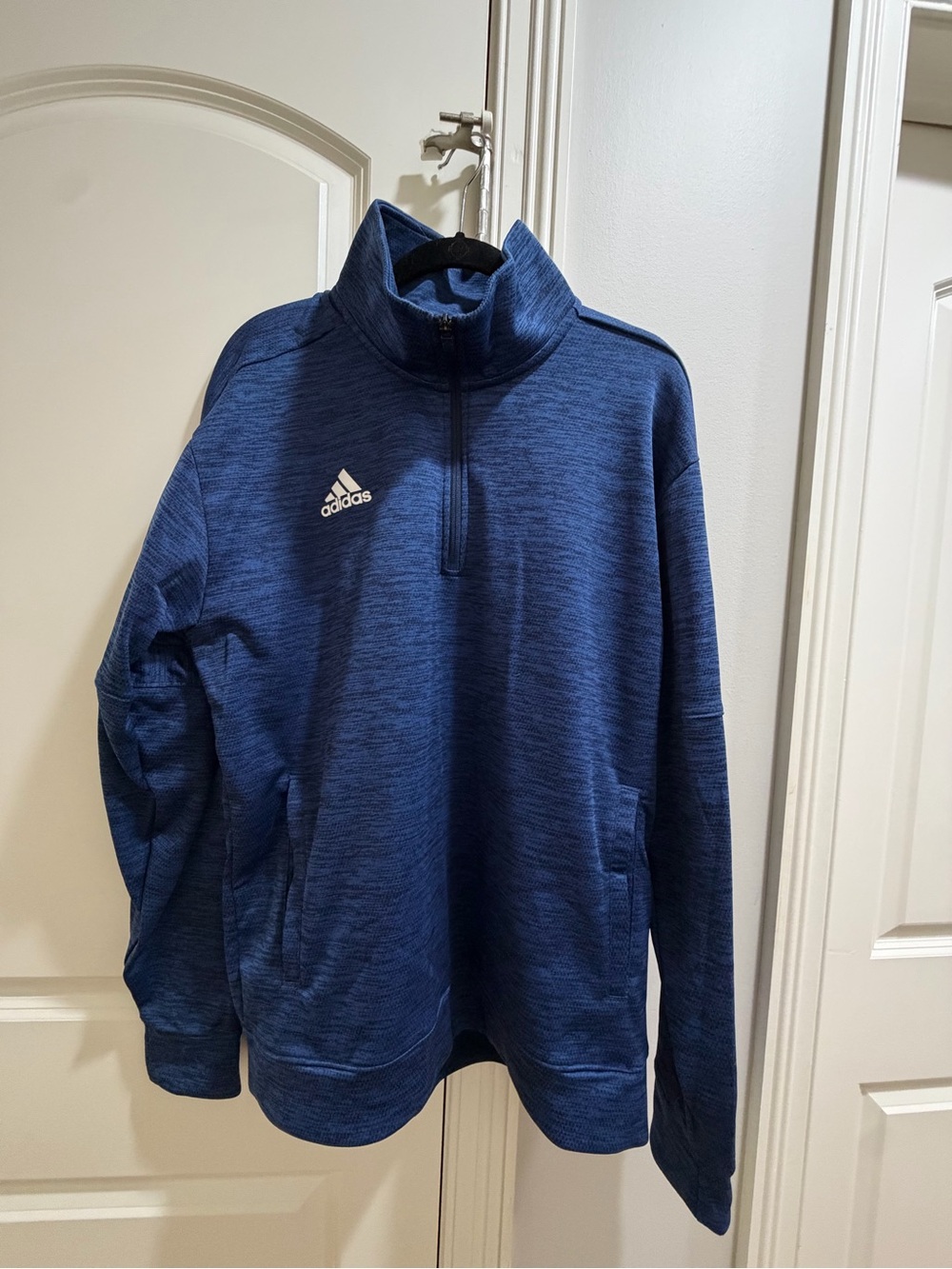 adidas Navy Blue Hooded Quarter-Zip Pullover